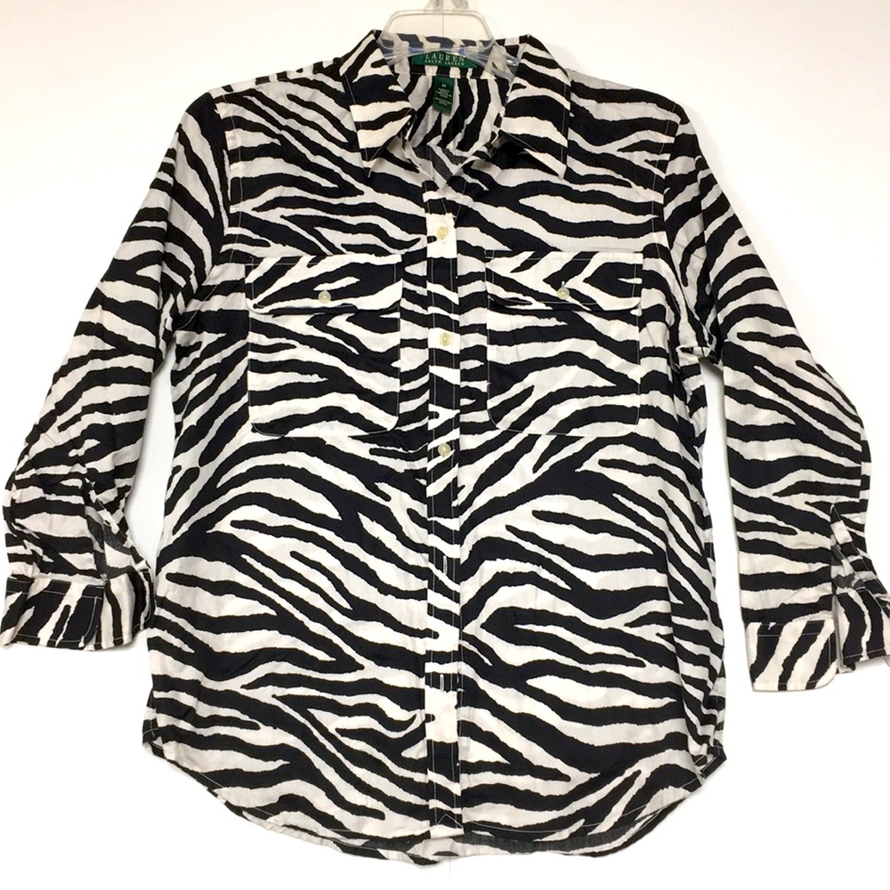 Lauren Ralph Lauren Zebra print 3/4 sleeve shirt